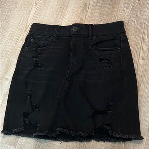 American Eagle Outfitters Black Distressed Mini Skirt